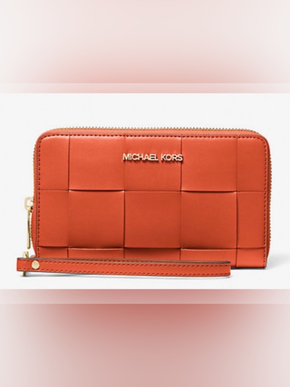 MICHAEL KORS OUTLET Large Orange Woven Smartphone Wristlet/Wallet